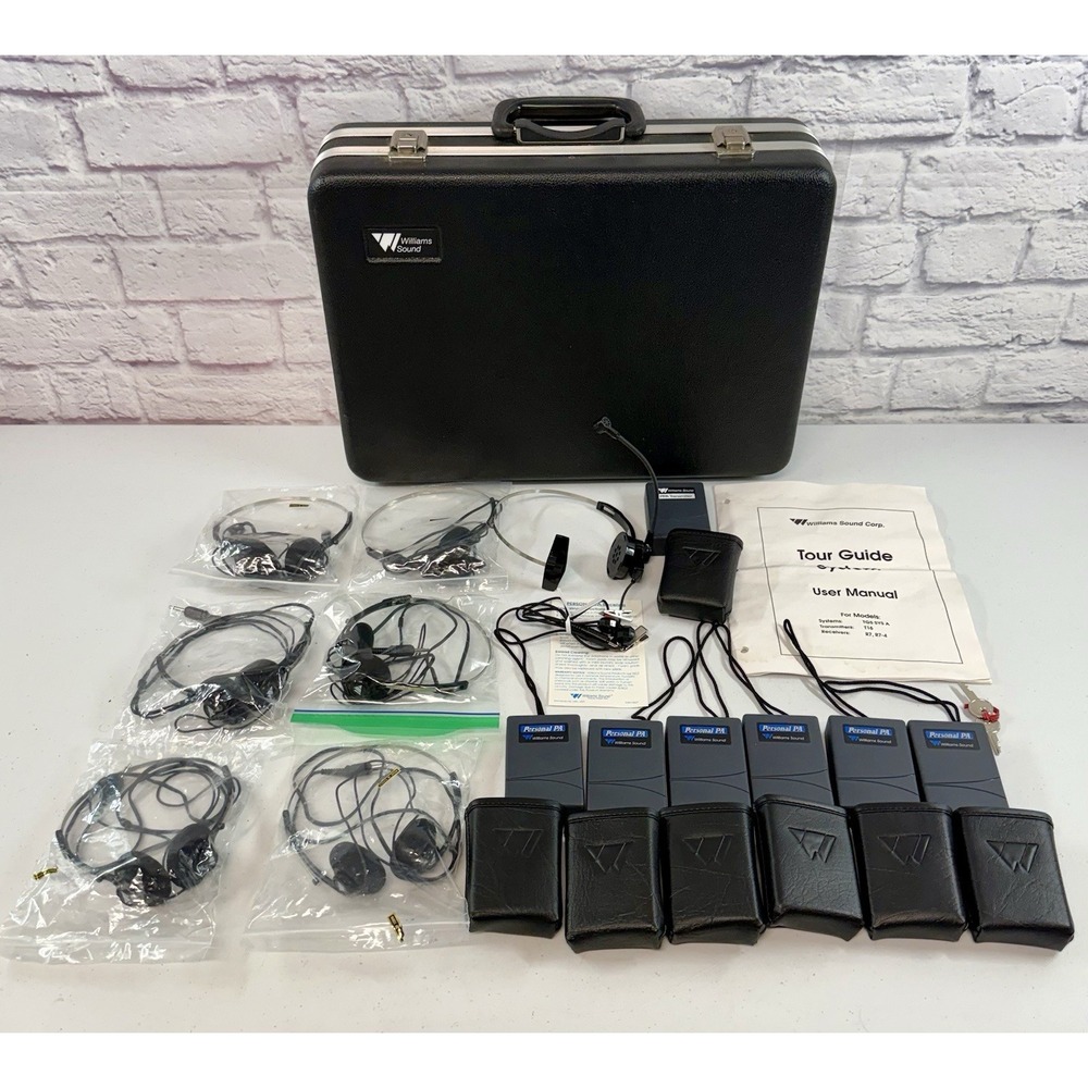 Williams Personal PA PPA Tour Guide System T16 Transmitter 6 R7 Receivers *MINT*
